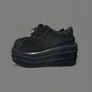 Demonia Platform Sneakers Tempo-08 Gothic Raver Black Faux Suede  6-6.5 READ!